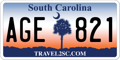 SC license plate AGE821