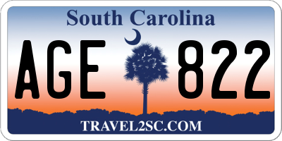SC license plate AGE822