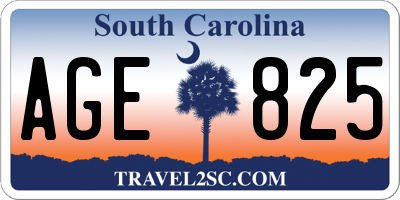 SC license plate AGE825