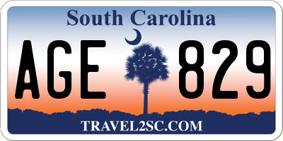 SC license plate AGE829