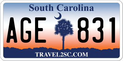 SC license plate AGE831