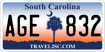 SC license plate AGE832
