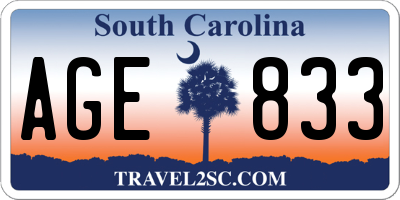SC license plate AGE833