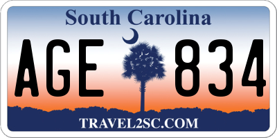 SC license plate AGE834