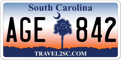 SC license plate AGE842