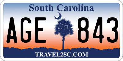 SC license plate AGE843