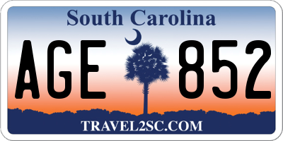 SC license plate AGE852