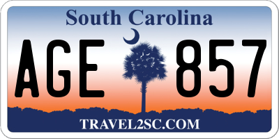 SC license plate AGE857