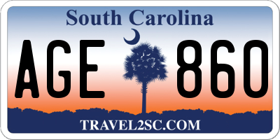 SC license plate AGE860