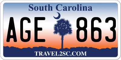 SC license plate AGE863