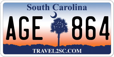 SC license plate AGE864