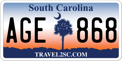 SC license plate AGE868