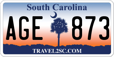 SC license plate AGE873