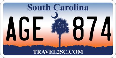 SC license plate AGE874