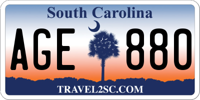 SC license plate AGE880