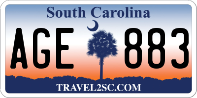 SC license plate AGE883