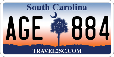 SC license plate AGE884