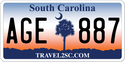 SC license plate AGE887