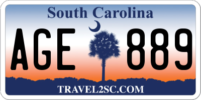 SC license plate AGE889