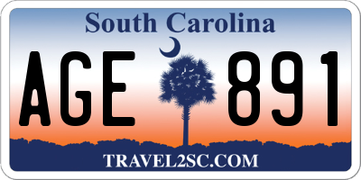 SC license plate AGE891