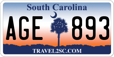 SC license plate AGE893