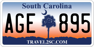 SC license plate AGE895