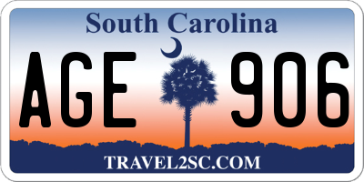SC license plate AGE906