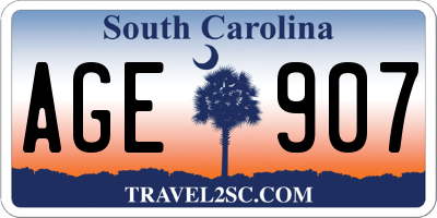 SC license plate AGE907