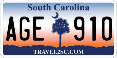 SC license plate AGE910
