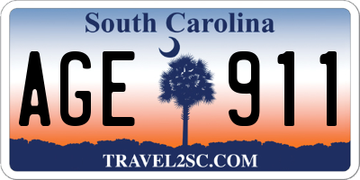 SC license plate AGE911