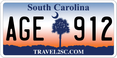 SC license plate AGE912