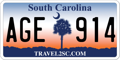 SC license plate AGE914