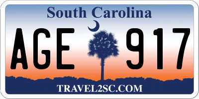 SC license plate AGE917