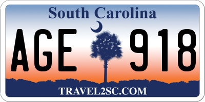 SC license plate AGE918