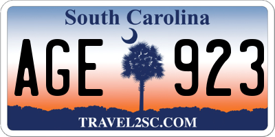 SC license plate AGE923