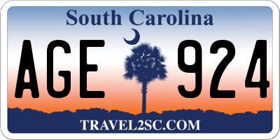 SC license plate AGE924