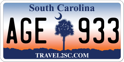 SC license plate AGE933