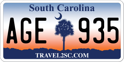 SC license plate AGE935