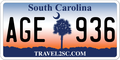 SC license plate AGE936