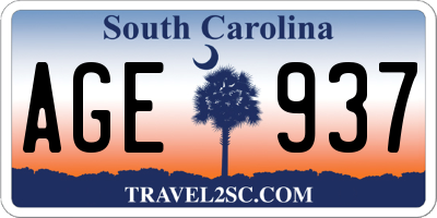 SC license plate AGE937