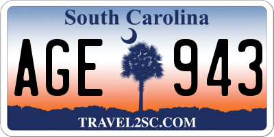 SC license plate AGE943