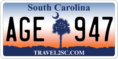 SC license plate AGE947