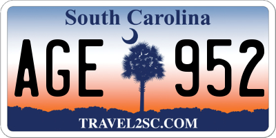 SC license plate AGE952