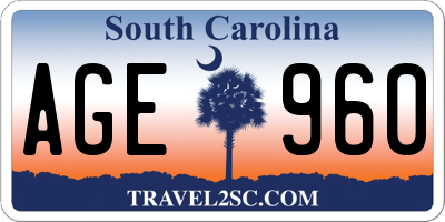 SC license plate AGE960