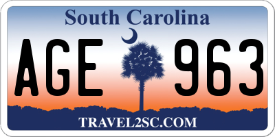 SC license plate AGE963