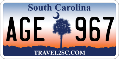 SC license plate AGE967