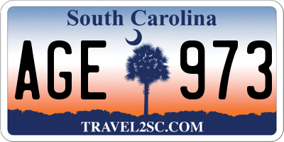 SC license plate AGE973