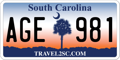 SC license plate AGE981