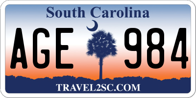 SC license plate AGE984