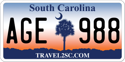 SC license plate AGE988